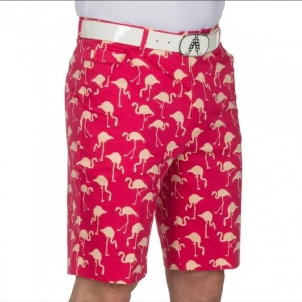 Royal & Awesome NWT Birdie Breeks Flamingo Shorts Men's 38